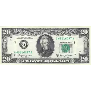 $20 1963-A. blue-Green seal. Small Size $20 Federal Reserve Notes 2066-A