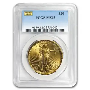 $20 Gold Saint Gaudens Double Eagle PCGS MS63 (Year Varies) (2)