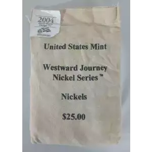 2004 P. Westward Journey Nickels $25 Mint Sewn Bag, Peace Medal Design 