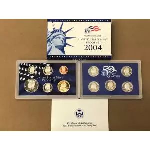 2004-S U.S. Clad Proof Set: Complete 11-Coin Set, with Box and COA