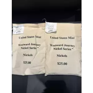 2005 P&D Westward Journey Nickels $25 Mint Sewn Bag, American Bison Design