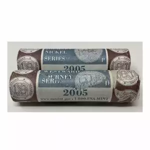 2005 Westward Journey Jefferson Nickel Bison P&D U.S. Mint Rolls (2)