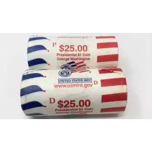 2007 George Washington Presidential Dollar P&D U.S. Mint Rolls