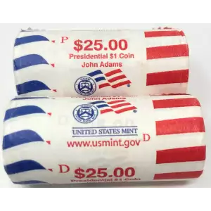 2007 John Adams Presidential Dollar P&D U.S. Mint Rolls (2)