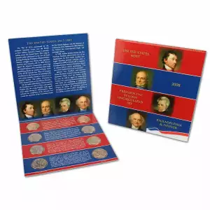 2008-P&D Presidential Dollars Uncirculated Set: 8-Coin Set in Original Packaging