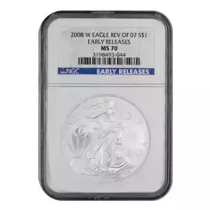 2008 W BURNISHED SILVER EAGLE REV OF 07 EARLY RELEASES