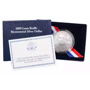 2009-P Louis Braille Bicentennial Commemorative Silver Dollar Mint State