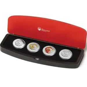 2012 1 oz Silver Australian Lunar Year of the Dragon - 4 Coin Set