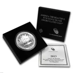 2013-P 5 oz Silver America the Beautiful Quarter, White Mtn, (Burnished)