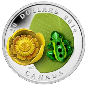 2014 $20 Water-Lily And Venetian Glass Leopard Frog - Pure Silver Coin (3)