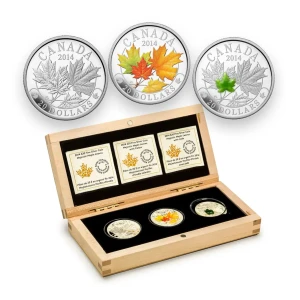 2014 Royal Canadian Mint 3 oz Silver - Majestic Maple Colorized & Jade Set with Box & COA