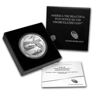 2015-P 5 oz Silver America the Beautiful Quarter, Bombay Hook, (Burnished)