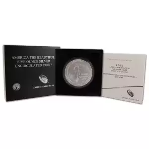 2015-P 5 oz Silver America the Beautiful Quarter, Saratoga, (Burnished