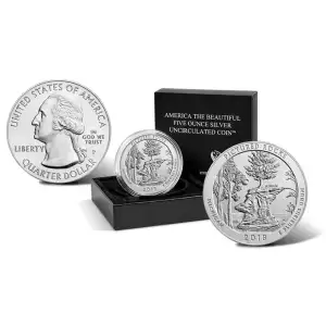 2018-P 5 oz Silver America the Beautiful Quarter, Pictured Rocks, (Burnished) (2)