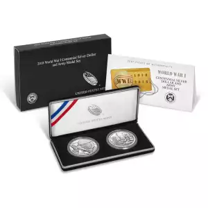 2018-P World War I Centennial Silver Dollar and Army Medal Set