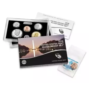 2019-S U.S. Silver Proof Set: Complete 10-Coin Set, with Box and COA