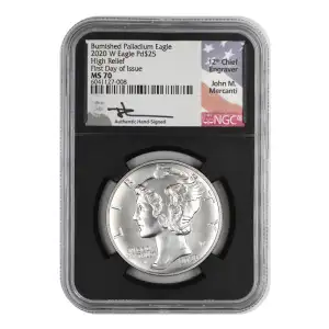 2020 W High Relief First Day of Issue Burnished Palladium Eagle