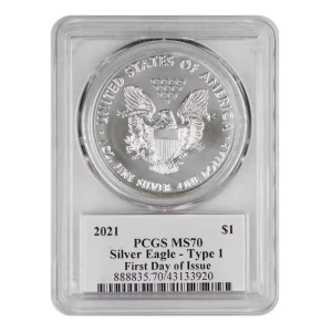 2021 $1 Silver Eagle - Type 1 First Day of Issue Paul C. Balan Flag