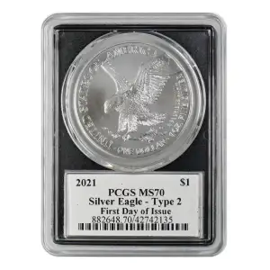 2021 $1 Silver Eagle - Type 2 First Day of Issue Emily S. Damstra