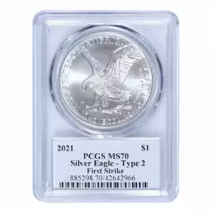 2021 $1 Silver Eagle - Type 2 First Strike Damstra Eagle