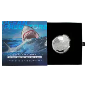 2021 2 oz Silver PAMP - Solomon Islands - Ocean Predators - Great White Shark (2)
