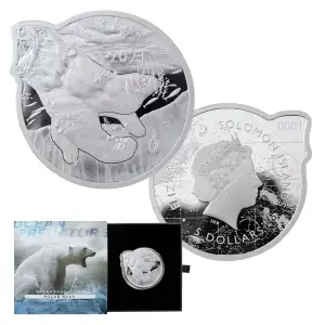 2021 2 oz Silver PAMP - Solomon Islands - Ocean Predators - Polar Bear