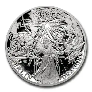 2021 Niue 1 oz Silver The Legend King Arthur: Merlin & Dragons (2)