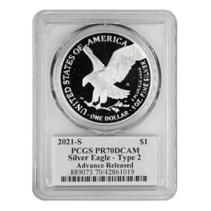 2021-S $1 Silver Eagle - Type 2 Advanced Release Paul C. Balan Flag, DCAM