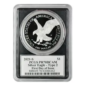 2021-S $1 Silver Eagle - Type 2 First Day of Issue Emily S. Damstra, DCAM