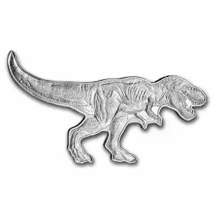 2021 Solomon Islands 2 oz Ag $5 Dinosaurs of North America Tyrannosaurus Rex