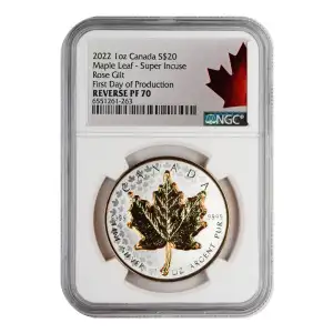 2022 1oz Maple Leaf - Super Incuse Rose Gilt - FDP (2)