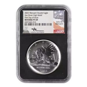 2022 Mercanti  Double Eagle 2 0z silver High relief First Dayof Issue