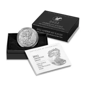 2022-W American Silver Eagle 1 oz Uncirculated Burnished Coin with Box and COA (2)