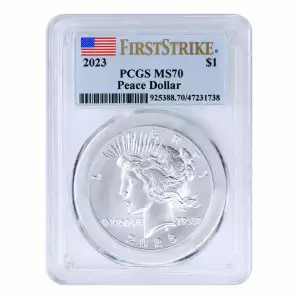 2023 Peace Dollar PCGS MS70 First Strike with Box and COA (2)