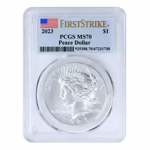 2023 Peace Dollar PCGS MS70 First Strike with Box and COA (2)