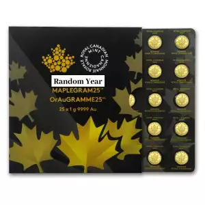 25 x 1 g Canadian MapleGram Gold Coins (Carded) (5)
