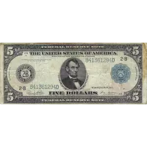 $5 1914 Red Seal Federal Reserve Notes 851A