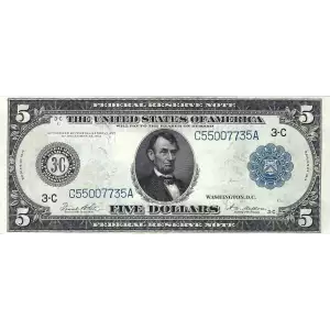 $5 1914 Red Seal Federal Reserve Notes 855A