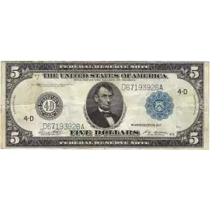 $5 1914 Red Seal Federal Reserve Notes 859C