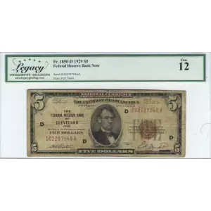 $5 1929 brown seal Small Federal Reserve Bank Notes 1850-D