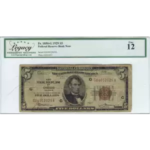 $5 1929 brown seal Small Federal Reserve Bank Notes 1850-G