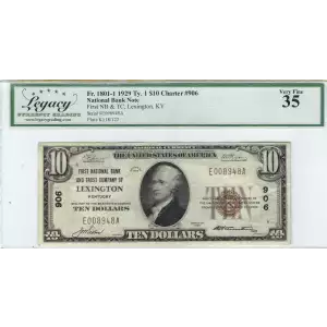 $5 1929 Small brown seal Small National Bank Notes 1800-1