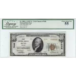 $5 1929 small brown seal. Small National Bank Notes 1800-2