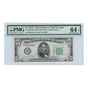 $5 1934-C. blue-Green seal. Small Size $5 Federal Reserve Notes 1959-H (2)