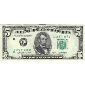 $5 1950-D.  Small Size $5 Federal Reserve Notes 1965-B