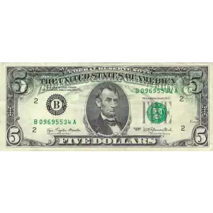 $5 1977  Small Size $5 Federal Reserve Notes 1974-B
