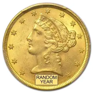 $5 Gold Liberty Head Half Eagle PCGS MS63 (Year Varies) (3)
