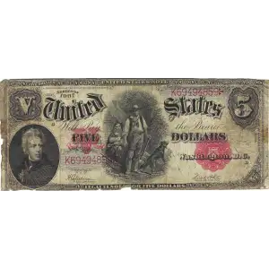 $5  Small Red, scalloped Legal Tender Issues 91