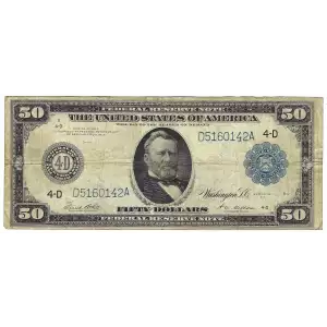 $50 1914 Red Seal Federal Reserve Notes 1039A