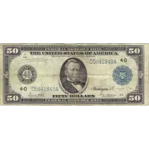 $50 1914 Red Seal Federal Reserve Notes 1039A